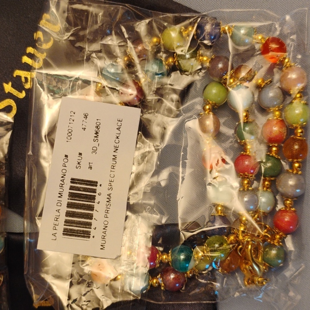Stauer Murano Prisma Spectrum Necklace And Bracelet Set New In Stauer Satin Bag - Picture 12 of 13